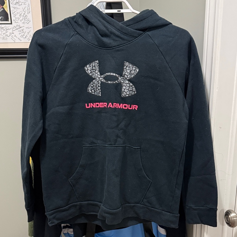 Under Armour Black Hoodie with Pink and Gray Logo